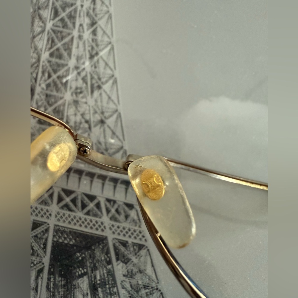 CELINE Vintage Gold and Red Eyeglasses Metal Frames - Picture 11 of 16